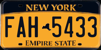 NY license plate FAH5433