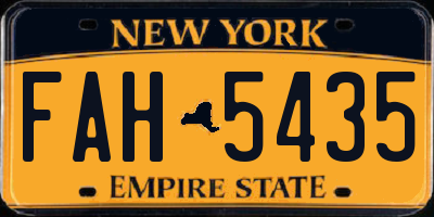 NY license plate FAH5435