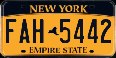 NY license plate FAH5442
