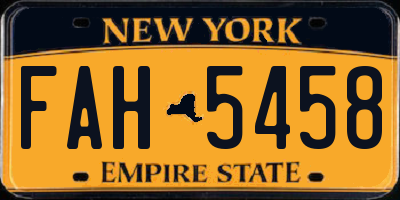 NY license plate FAH5458