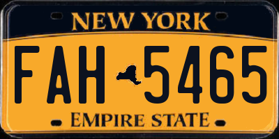NY license plate FAH5465