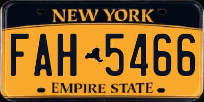 NY license plate FAH5466