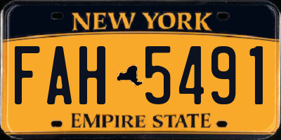 NY license plate FAH5491