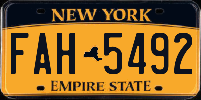 NY license plate FAH5492