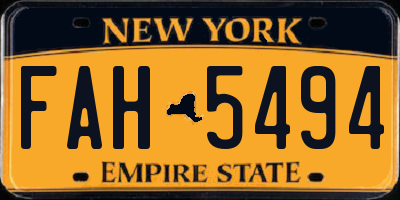 NY license plate FAH5494