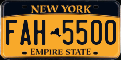 NY license plate FAH5500