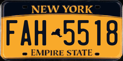 NY license plate FAH5518
