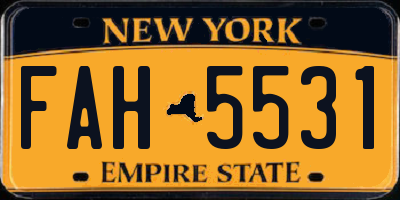 NY license plate FAH5531