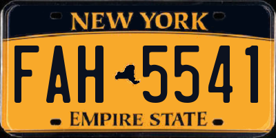 NY license plate FAH5541