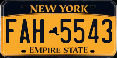 NY license plate FAH5543