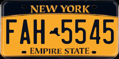 NY license plate FAH5545