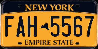 NY license plate FAH5567