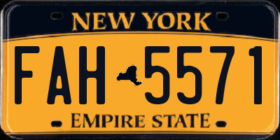 NY license plate FAH5571