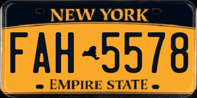 NY license plate FAH5578