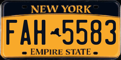 NY license plate FAH5583