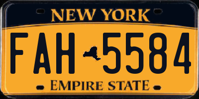 NY license plate FAH5584