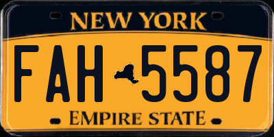 NY license plate FAH5587