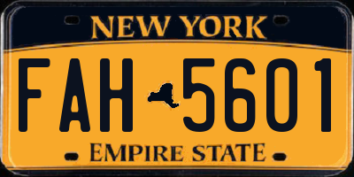 NY license plate FAH5601