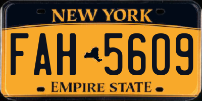 NY license plate FAH5609