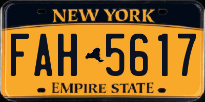 NY license plate FAH5617