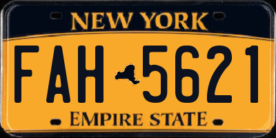 NY license plate FAH5621