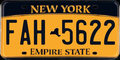 NY license plate FAH5622