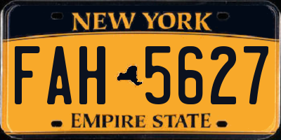 NY license plate FAH5627