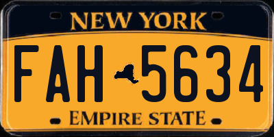 NY license plate FAH5634