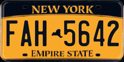 NY license plate FAH5642
