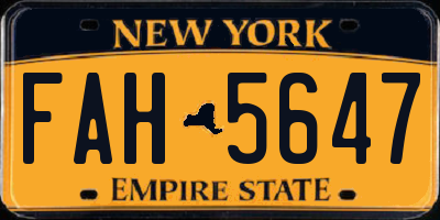 NY license plate FAH5647