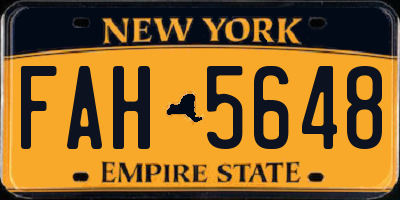 NY license plate FAH5648