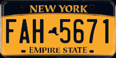 NY license plate FAH5671