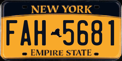 NY license plate FAH5681
