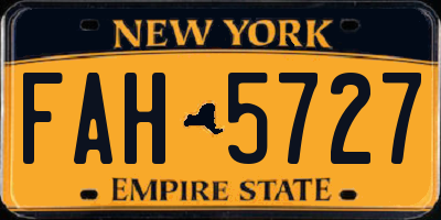 NY license plate FAH5727