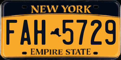 NY license plate FAH5729