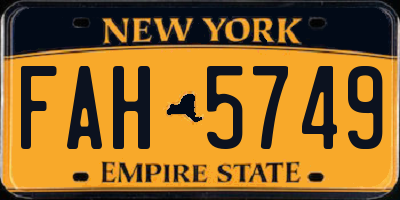 NY license plate FAH5749
