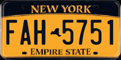 NY license plate FAH5751