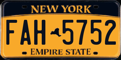 NY license plate FAH5752