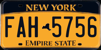 NY license plate FAH5756
