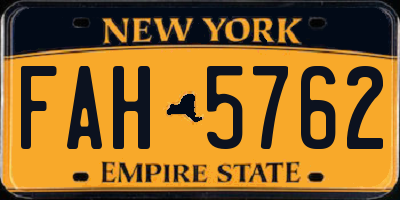 NY license plate FAH5762