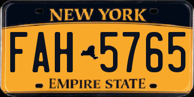 NY license plate FAH5765