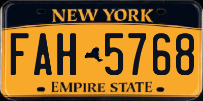 NY license plate FAH5768
