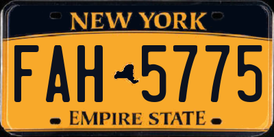 NY license plate FAH5775