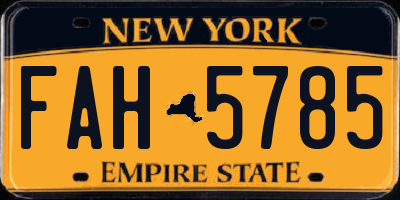 NY license plate FAH5785