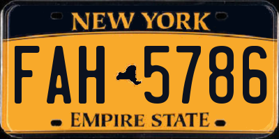 NY license plate FAH5786