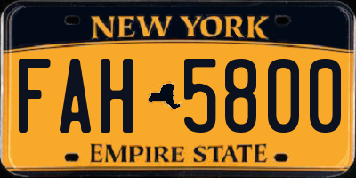NY license plate FAH5800