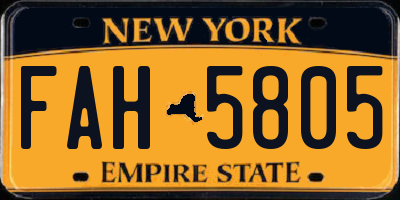 NY license plate FAH5805