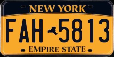 NY license plate FAH5813
