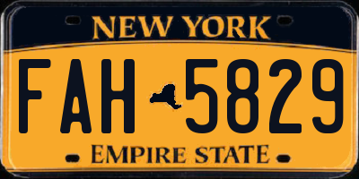 NY license plate FAH5829