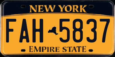 NY license plate FAH5837